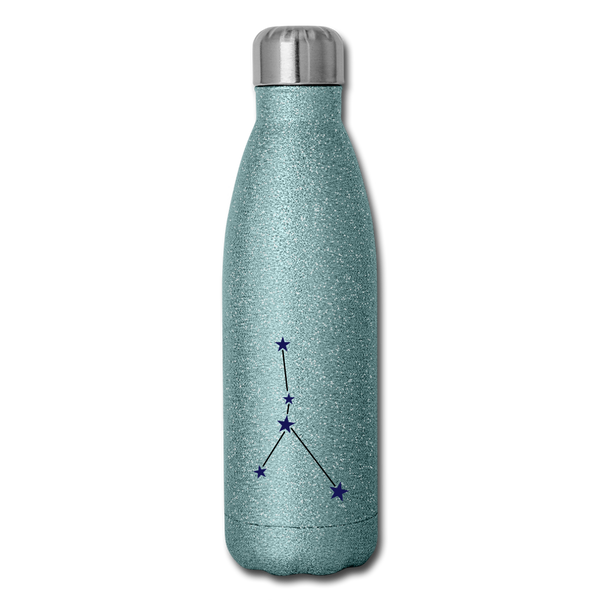 Insulated Stainless Steel Water Bottle Cancer - turquoise glitter