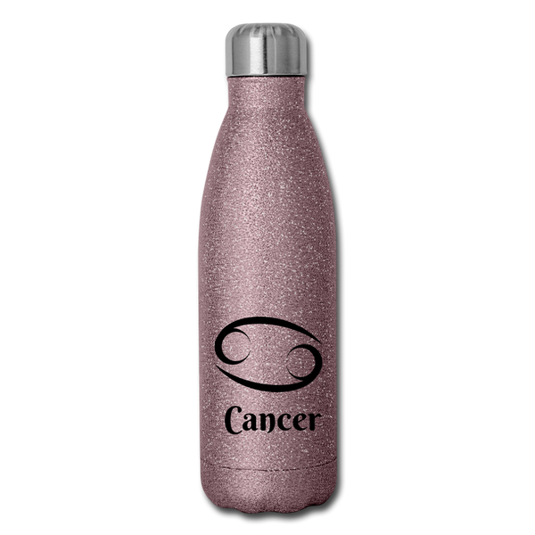 Insulated Stainless Steel Water Bottle Cancer - pink glitter