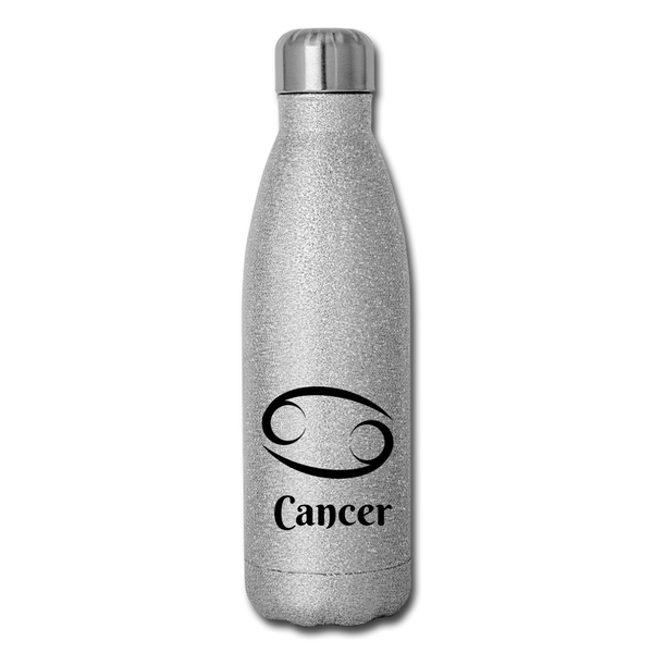 Insulated Stainless Steel Water Bottle Cancer - silver glitter