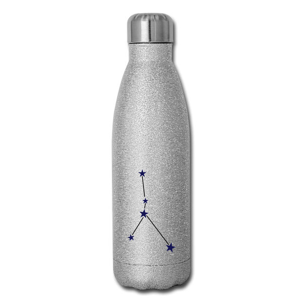 Insulated Stainless Steel Water Bottle Cancer - silver glitter