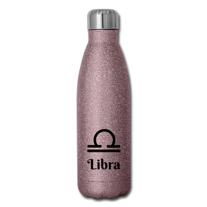 Insulated Stainless Steel Water Bottle - Libra - pink glitter