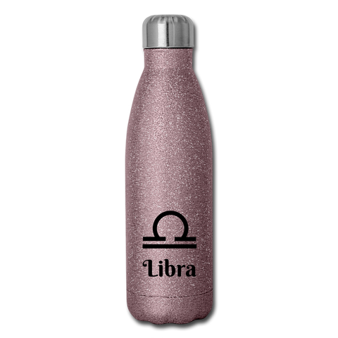 Insulated Stainless Steel Water Bottle - Libra - pink glitter