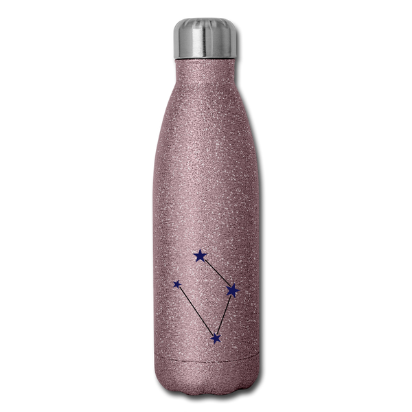 Insulated Stainless Steel Water Bottle - Libra - pink glitter