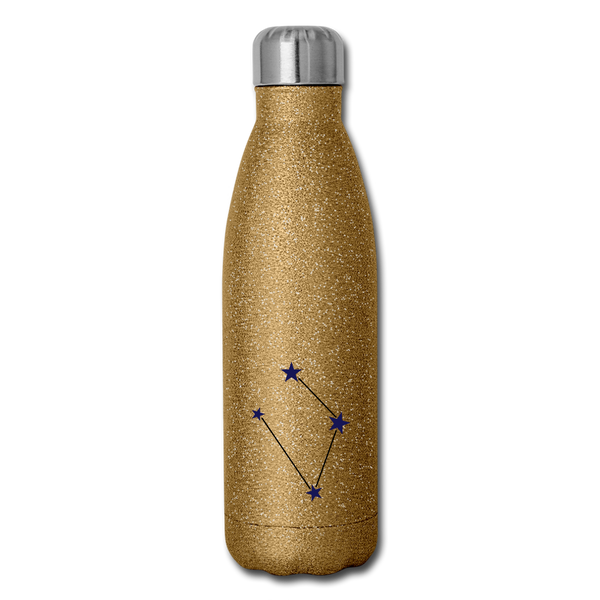 Insulated Stainless Steel Water Bottle - Libra - gold glitter