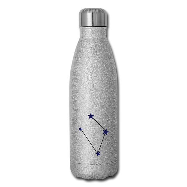 Insulated Stainless Steel Water Bottle - Libra - silver glitter