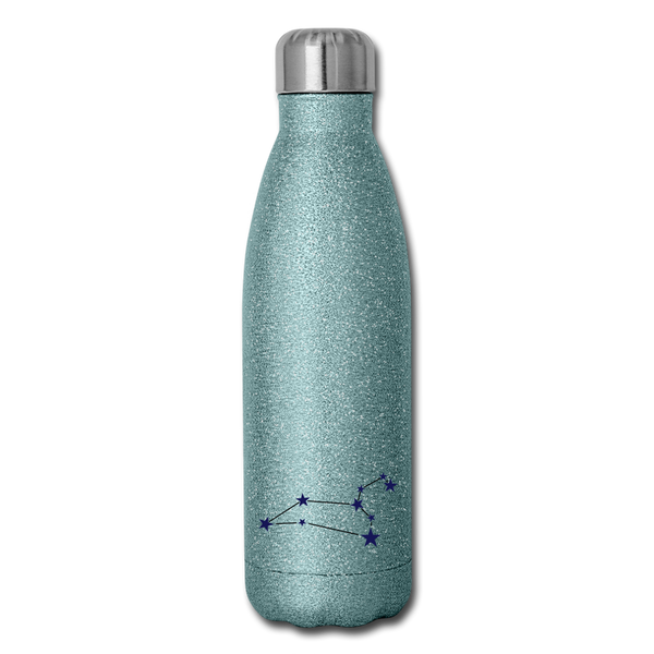 Insulated Stainless Steel Water Bottle - Leo - turquoise glitter