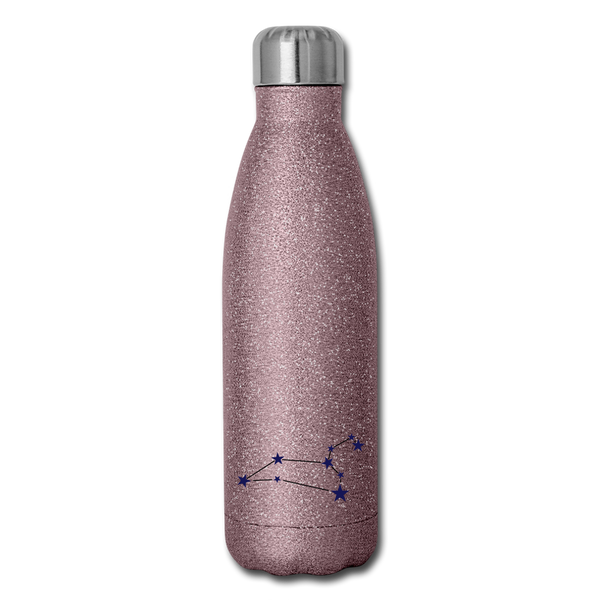 Insulated Stainless Steel Water Bottle - Leo - pink glitter