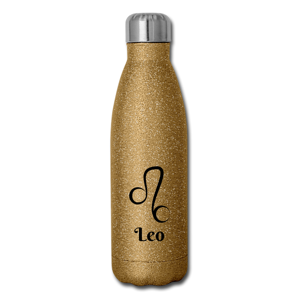 Insulated Stainless Steel Water Bottle - Leo - gold glitter