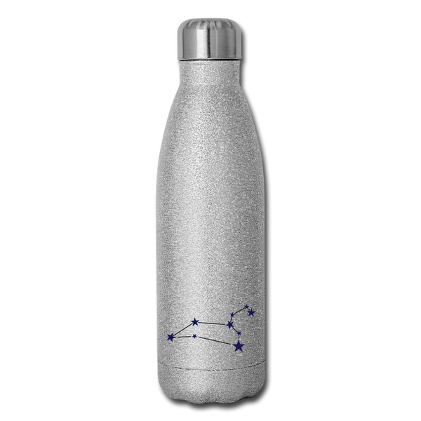 Insulated Stainless Steel Water Bottle - Leo - silver glitter