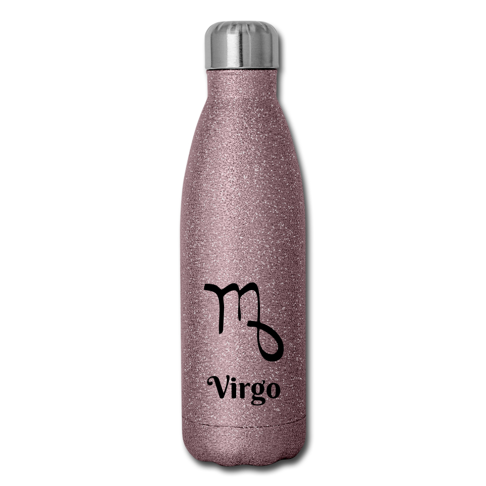 Insulated Stainless Steel Water Bottle - Virgo - pink glitter