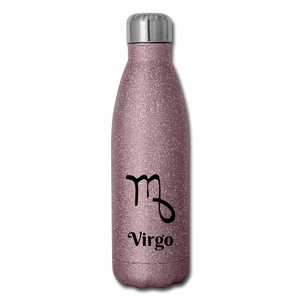 Insulated Stainless Steel Water Bottle - Virgo - pink glitter