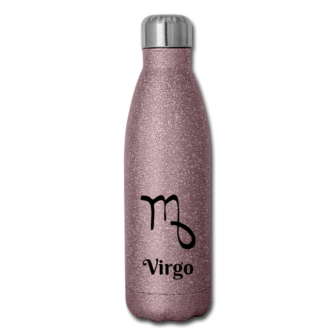 Insulated Stainless Steel Water Bottle - Virgo - pink glitter