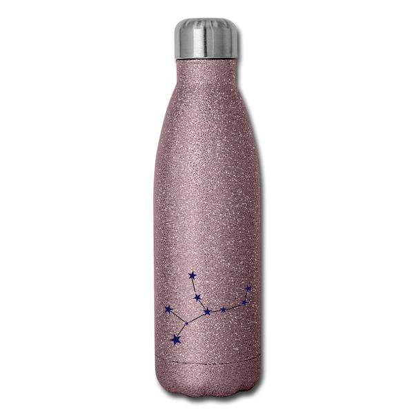 Insulated Stainless Steel Water Bottle - Virgo - pink glitter