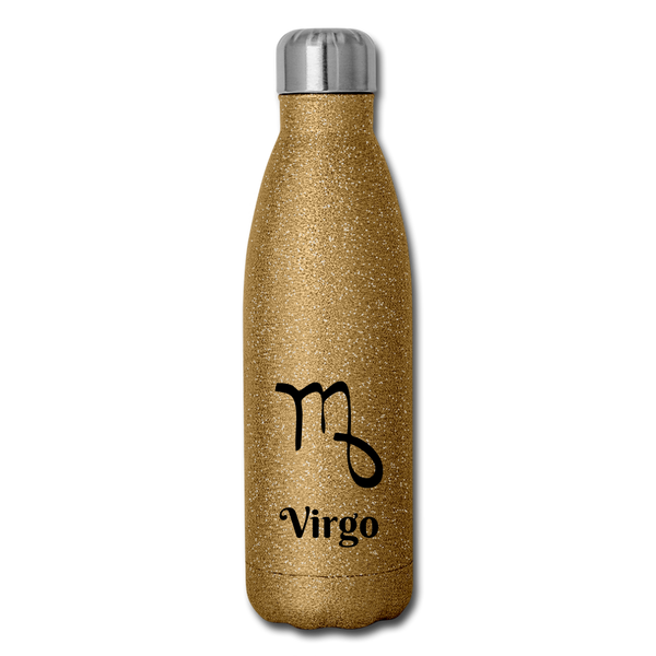 Insulated Stainless Steel Water Bottle - Virgo - gold glitter