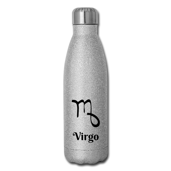 Insulated Stainless Steel Water Bottle - Virgo - silver glitter