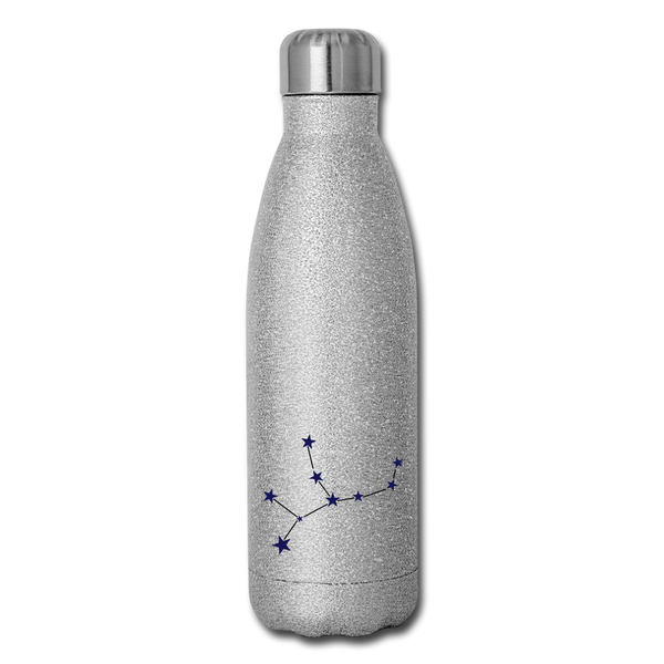 Insulated Stainless Steel Water Bottle - Virgo - silver glitter