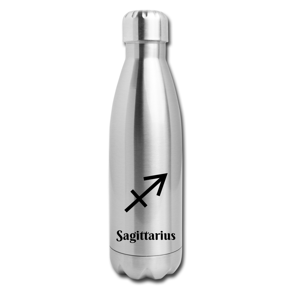 Insulated Stainless Steel Water Bottle - Sagittarius - silver