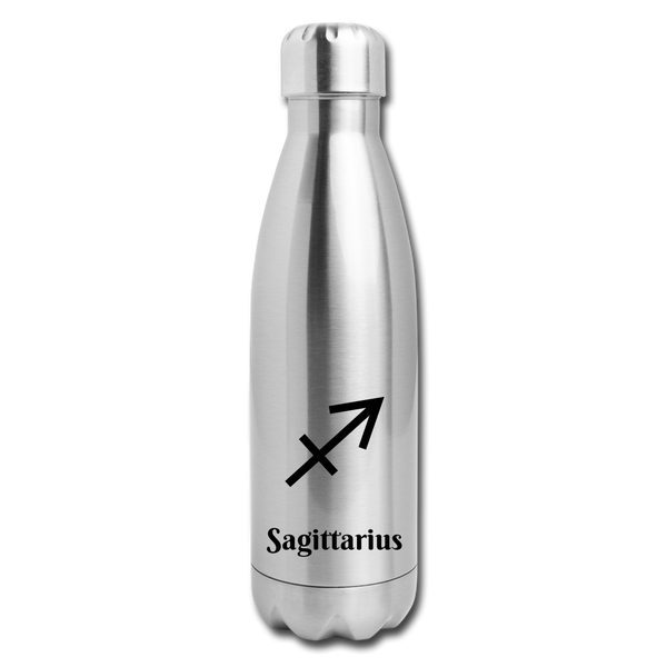 Insulated Stainless Steel Water Bottle - Sagittarius - silver