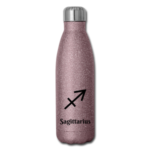 Insulated Stainless Steel Water Bottle - Sagittarius - pink glitter