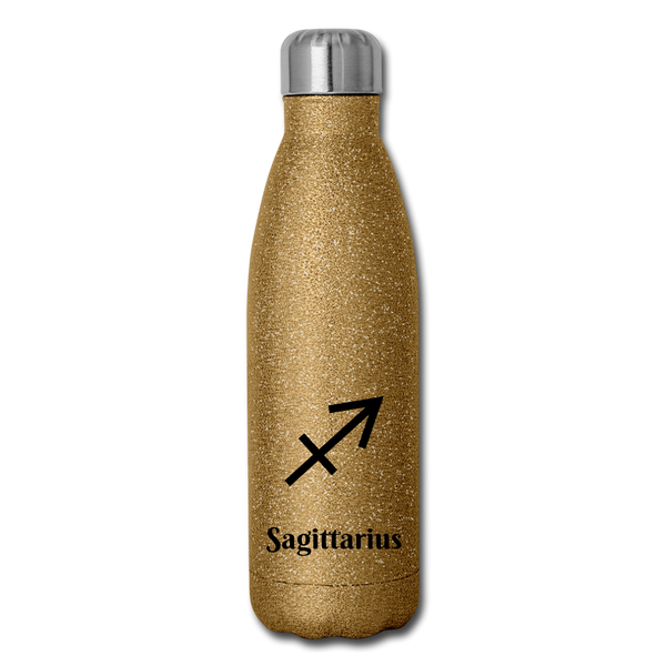 Insulated Stainless Steel Water Bottle - Sagittarius - gold glitter