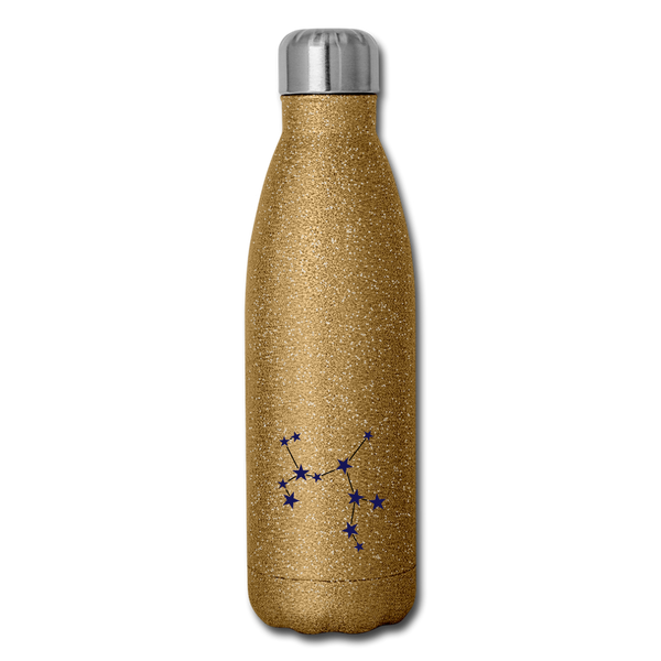 Insulated Stainless Steel Water Bottle - Sagittarius - gold glitter