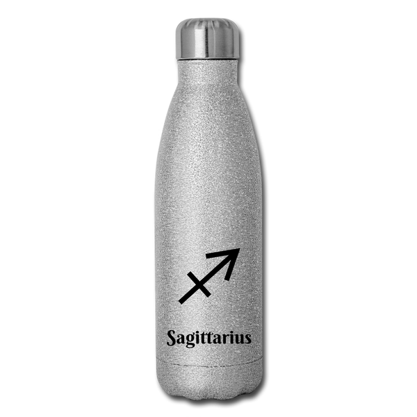 Insulated Stainless Steel Water Bottle - Sagittarius - silver glitter