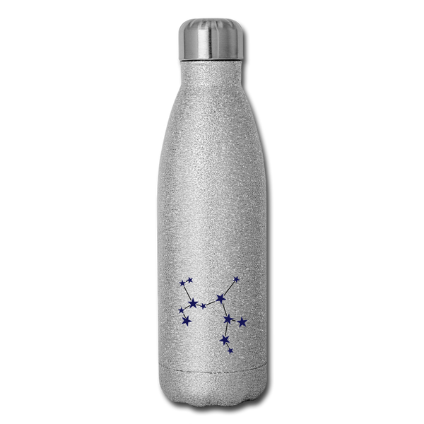 Insulated Stainless Steel Water Bottle - Sagittarius - silver glitter