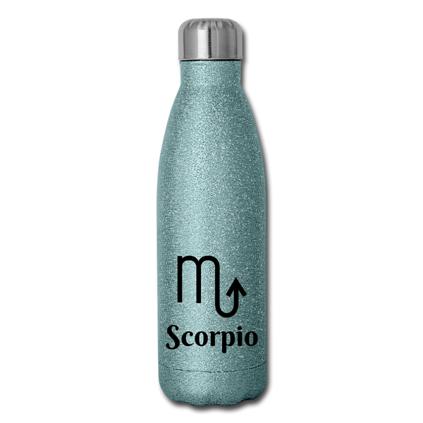 Insulated Stainless Steel Water Bottle - Scorpio - turquoise glitter