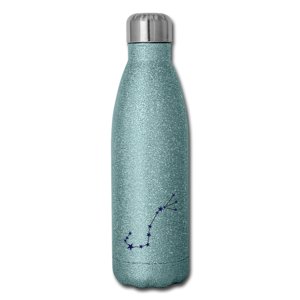 Insulated Stainless Steel Water Bottle - Scorpio - turquoise glitter