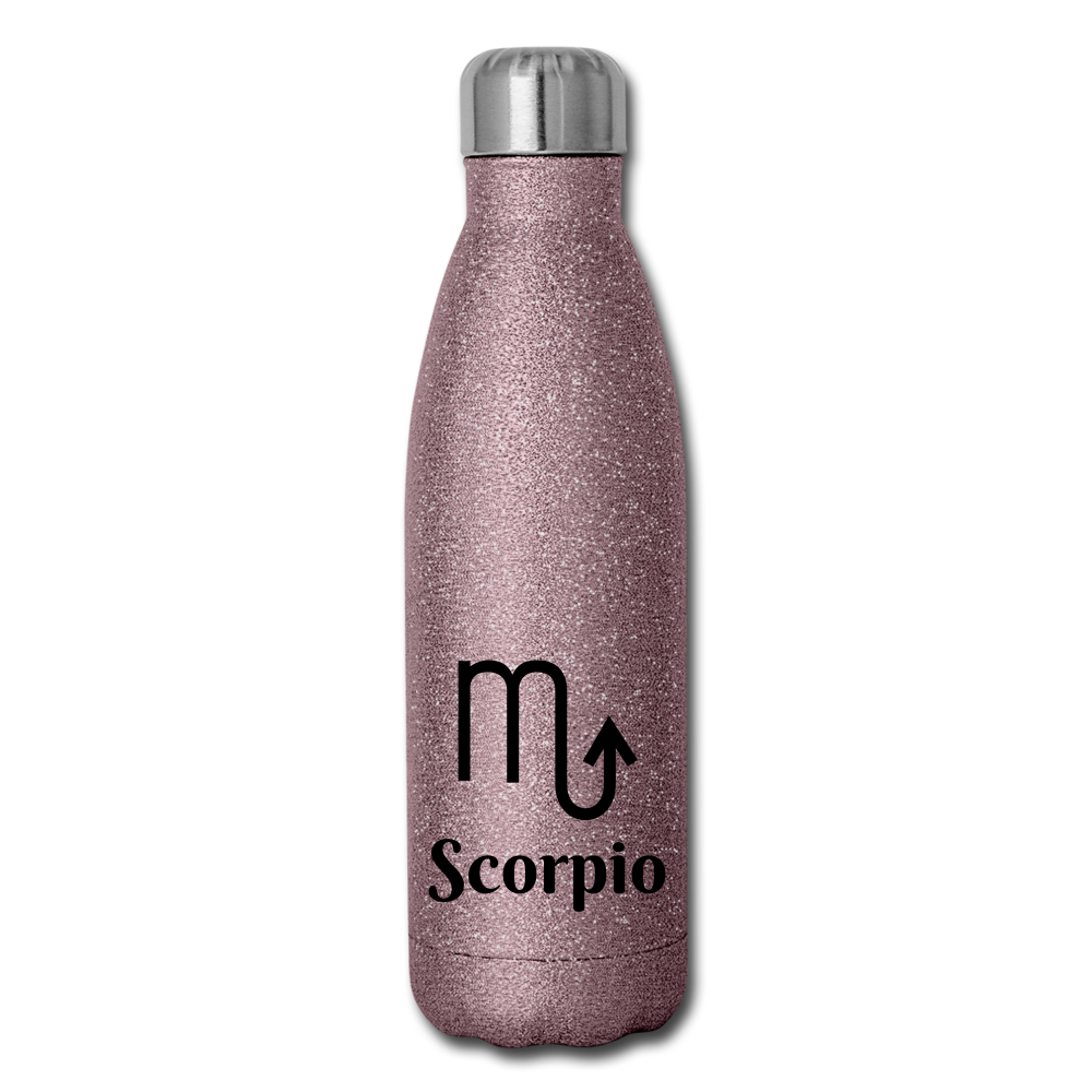 Insulated Stainless Steel Water Bottle - Scorpio - pink glitter