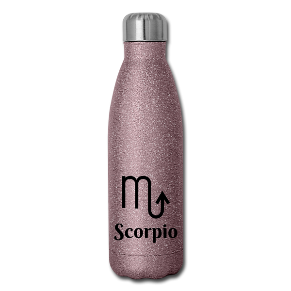 Insulated Stainless Steel Water Bottle - Scorpio - pink glitter