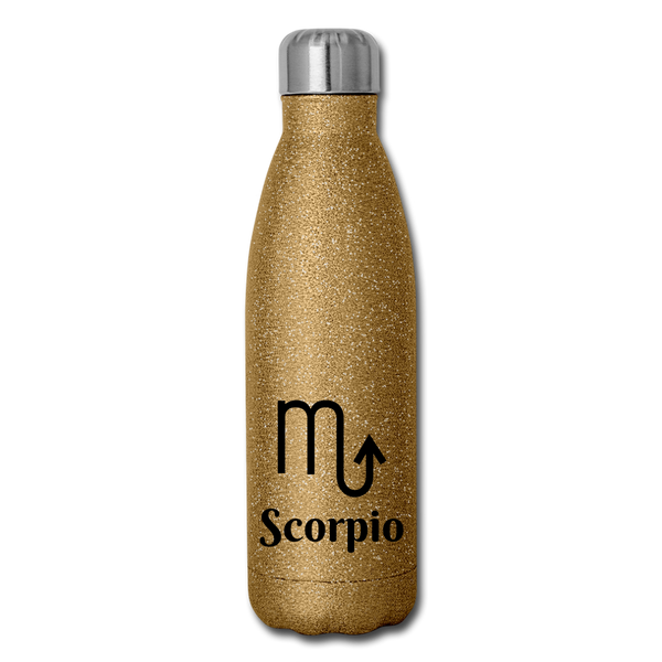 Insulated Stainless Steel Water Bottle - Scorpio - gold glitter