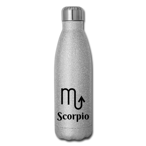 Insulated Stainless Steel Water Bottle - Scorpio - silver glitter