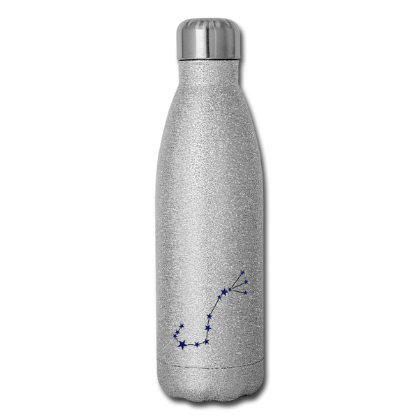 Insulated Stainless Steel Water Bottle - Scorpio - silver glitter