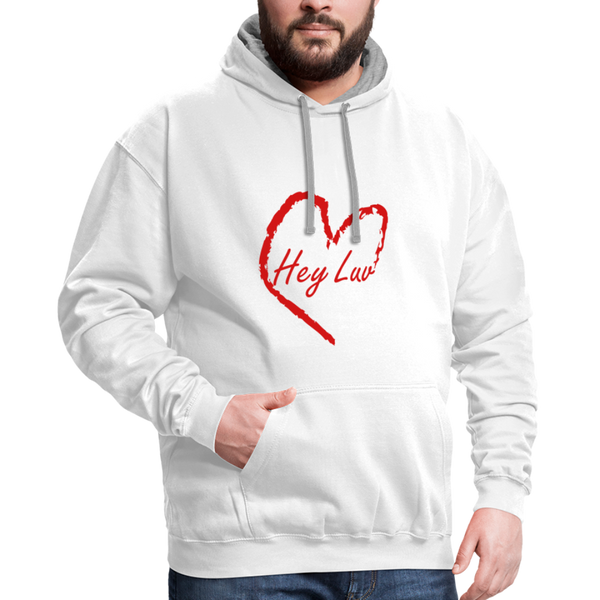 Contrast Hoodie - Hey Luv - white/gray