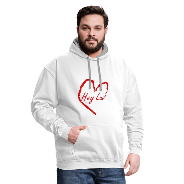 Contrast Hoodie - Hey Luv - white/gray