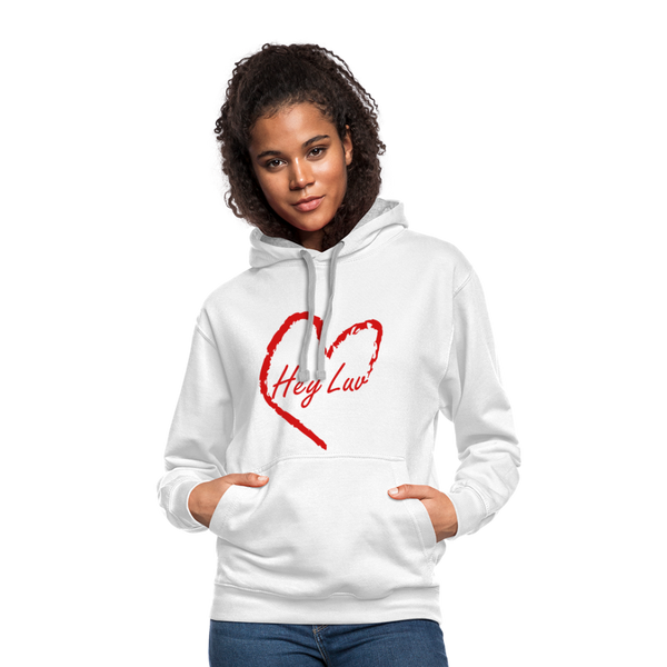 Contrast Hoodie - Hey Luv - white/gray