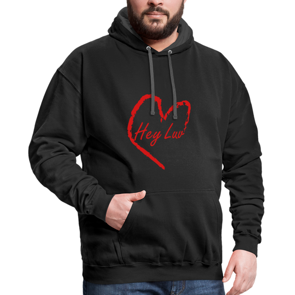 Contrast Hoodie - Hey Luv - black/asphalt