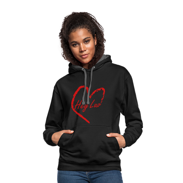 Contrast Hoodie - Hey Luv - black/asphalt