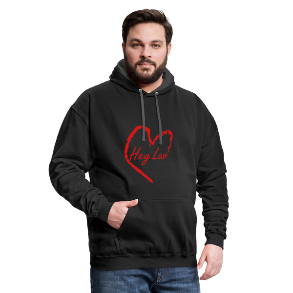 Contrast Hoodie - Hey Luv - black/asphalt