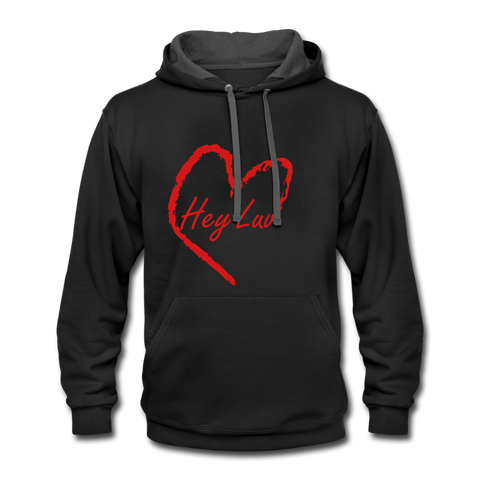 Contrast Hoodie - Hey Luv - black/asphalt