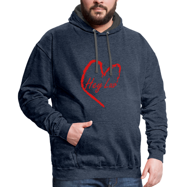 Contrast Hoodie - Hey Luv - indigo heather/asphalt