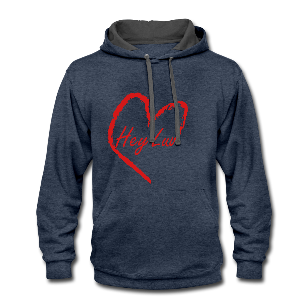 Contrast Hoodie - Hey Luv - indigo heather/asphalt