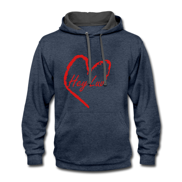 Contrast Hoodie - Hey Luv - indigo heather/asphalt