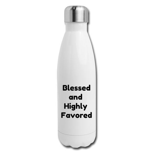 Insulated Stainless Steel Water Bottle - Blessed/Favored - white