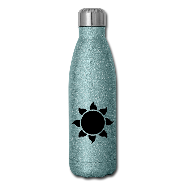 Insulated Stainless Steel Water Bottle - Blessed/Favored - turquoise glitter