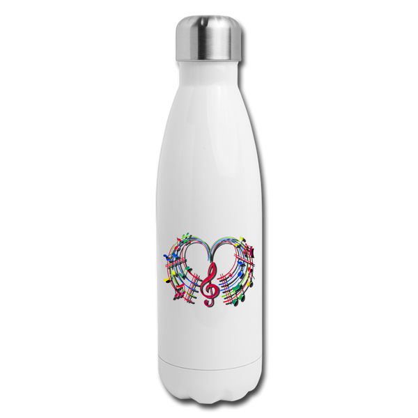 Insulated Stainless Steel Water Bottle - Music Vibe - white