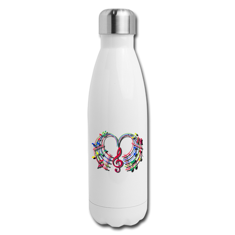 Insulated Stainless Steel Water Bottle - Music Vibe - white