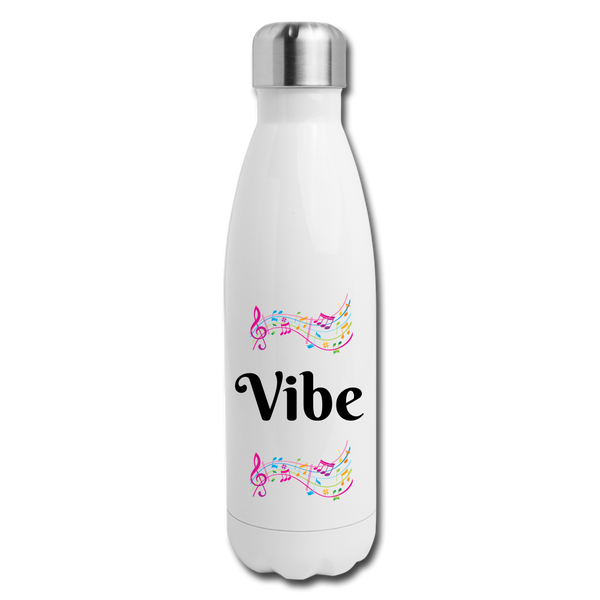 Insulated Stainless Steel Water Bottle - Music Vibe - white