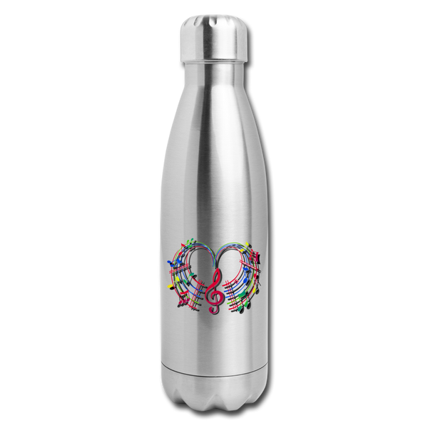 Insulated Stainless Steel Water Bottle - Music Vibe - silver